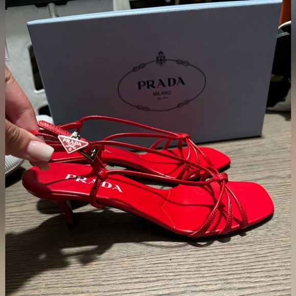 Prada Heeled Leather Sandals - Picture 6 of 13